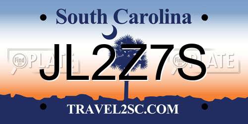 JL2Z7S South Carolina License Plate