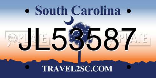 JL53587 South Carolina License Plate