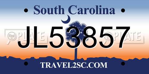 JL53857 South Carolina License Plate