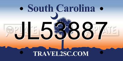 JL53887 South Carolina License Plate