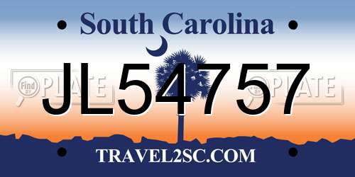 JL54757 South Carolina License Plate