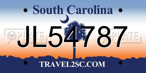 JL54787 South Carolina License Plate