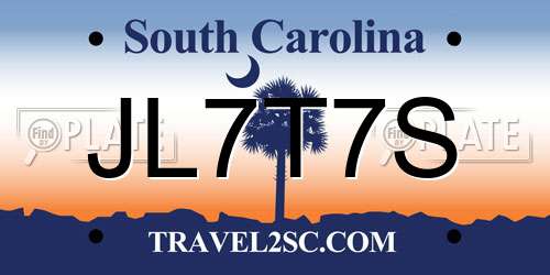 JL7T7S South Carolina License Plate