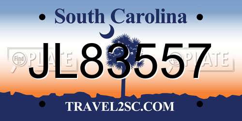 JL83557 South Carolina License Plate