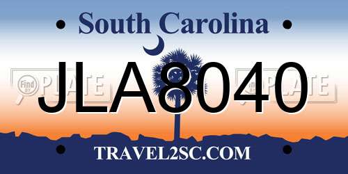 JLA8040 South Carolina License Plate