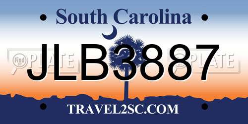 JLB3887 South Carolina License Plate