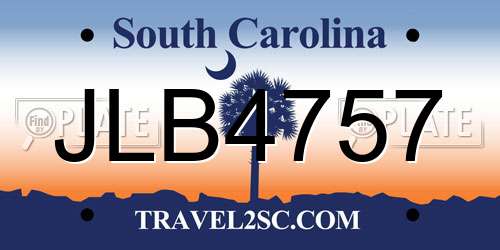 JLB4757 South Carolina License Plate