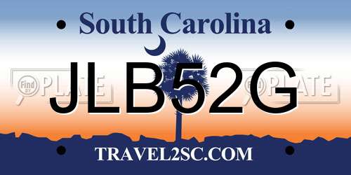 JLB52G South Carolina License Plate