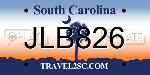 JLB826 South Carolina License Plate