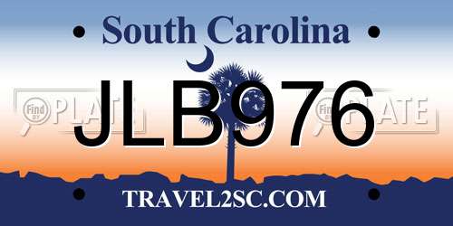 JLB976 South Carolina License Plate