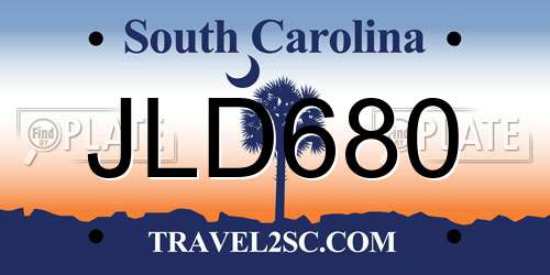 JLD680 South Carolina License Plate