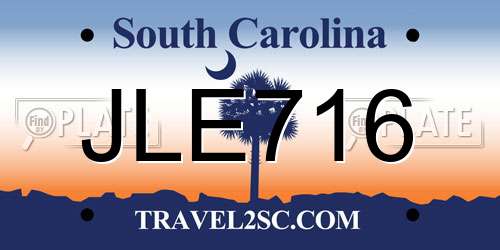 JLE716 South Carolina License Plate