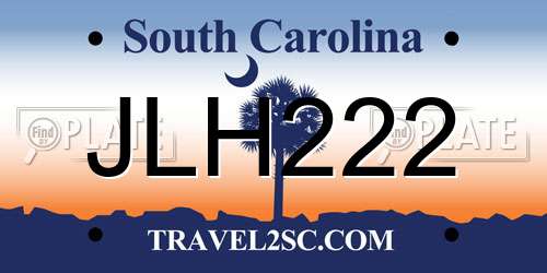 JLH222 South Carolina License Plate