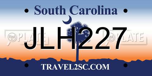 JLH227 South Carolina License Plate