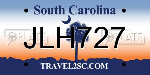 JLH727 South Carolina License Plate