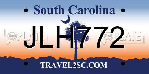 JLH772 South Carolina License Plate