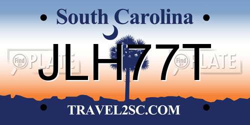 JLH77T South Carolina License Plate
