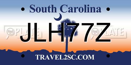 JLH77Z South Carolina License Plate