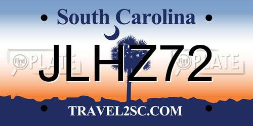 JLHZ72 South Carolina License Plate