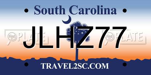 JLHZ77 South Carolina License Plate
