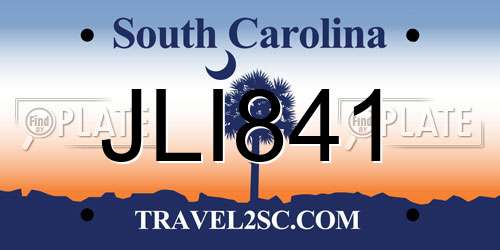 JLI841 South Carolina License Plate