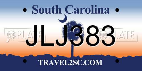 JLJ383 South Carolina License Plate