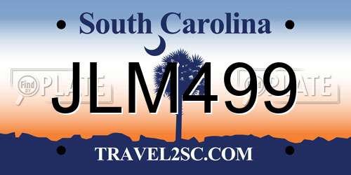 JLM499 South Carolina License Plate