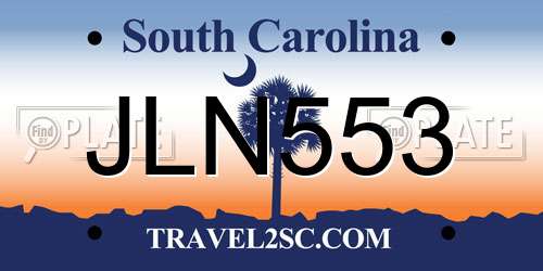 JLN553 South Carolina License Plate