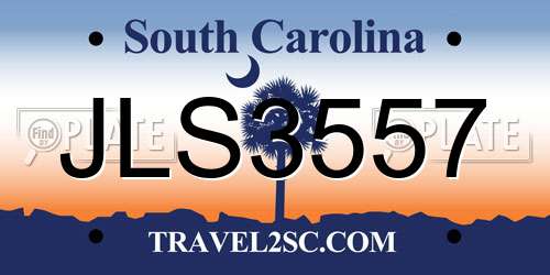 JLS3557 South Carolina License Plate
