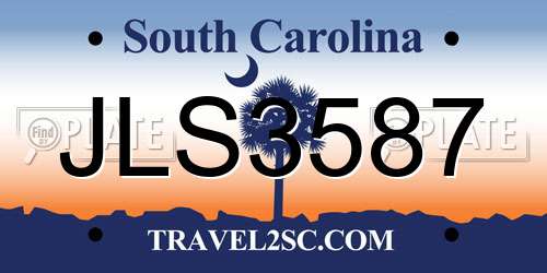 JLS3587 South Carolina License Plate
