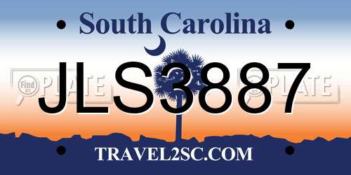 JLS3887 South Carolina License Plate