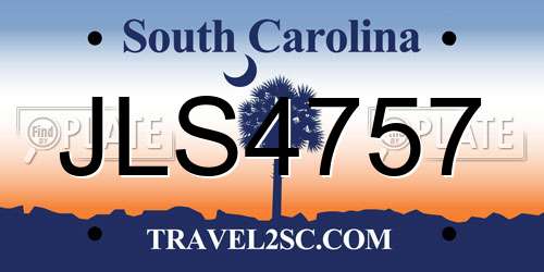 JLS4757 South Carolina License Plate