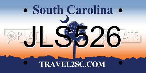 JLS526 South Carolina License Plate