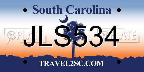 JLS534 South Carolina License Plate