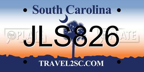 JLS826 South Carolina License Plate