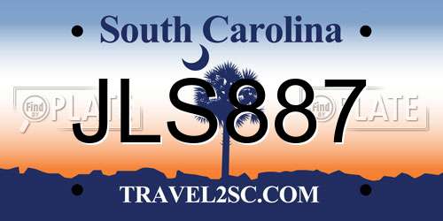JLS887 South Carolina License Plate
