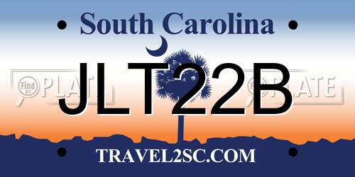 JLT22B South Carolina License Plate