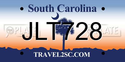 JLT728 South Carolina License Plate