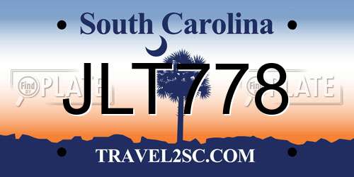 JLT778 South Carolina License Plate