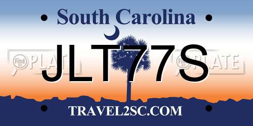 JLT77S South Carolina License Plate