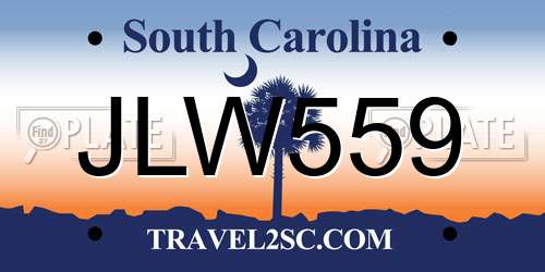 JLW559 South Carolina License Plate