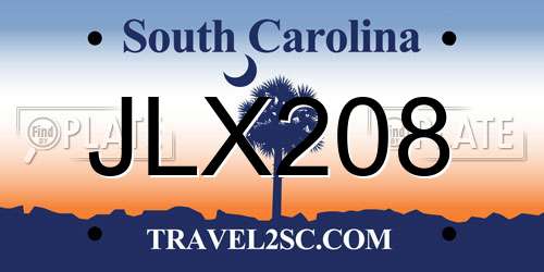 JLX208 South Carolina License Plate