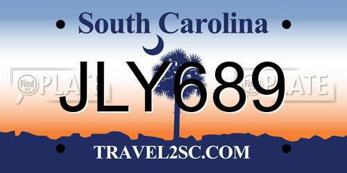 JLY689 South Carolina License Plate