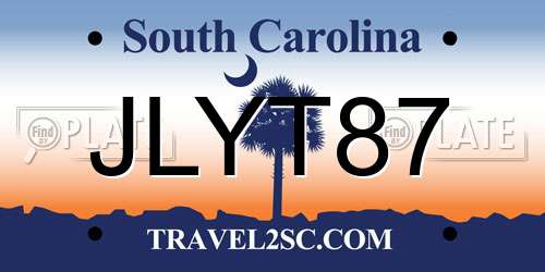 JLYT87 South Carolina License Plate