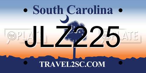 JLZ225 South Carolina License Plate
