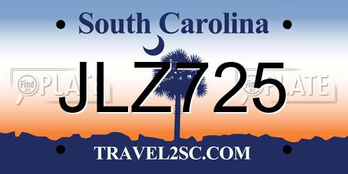 JLZ725 South Carolina License Plate