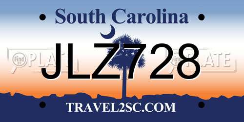 JLZ728 South Carolina License Plate