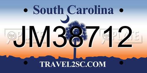 JM38712 South Carolina License Plate