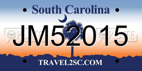 JM52015 South Carolina License Plate
