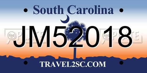 JM52018 South Carolina License Plate